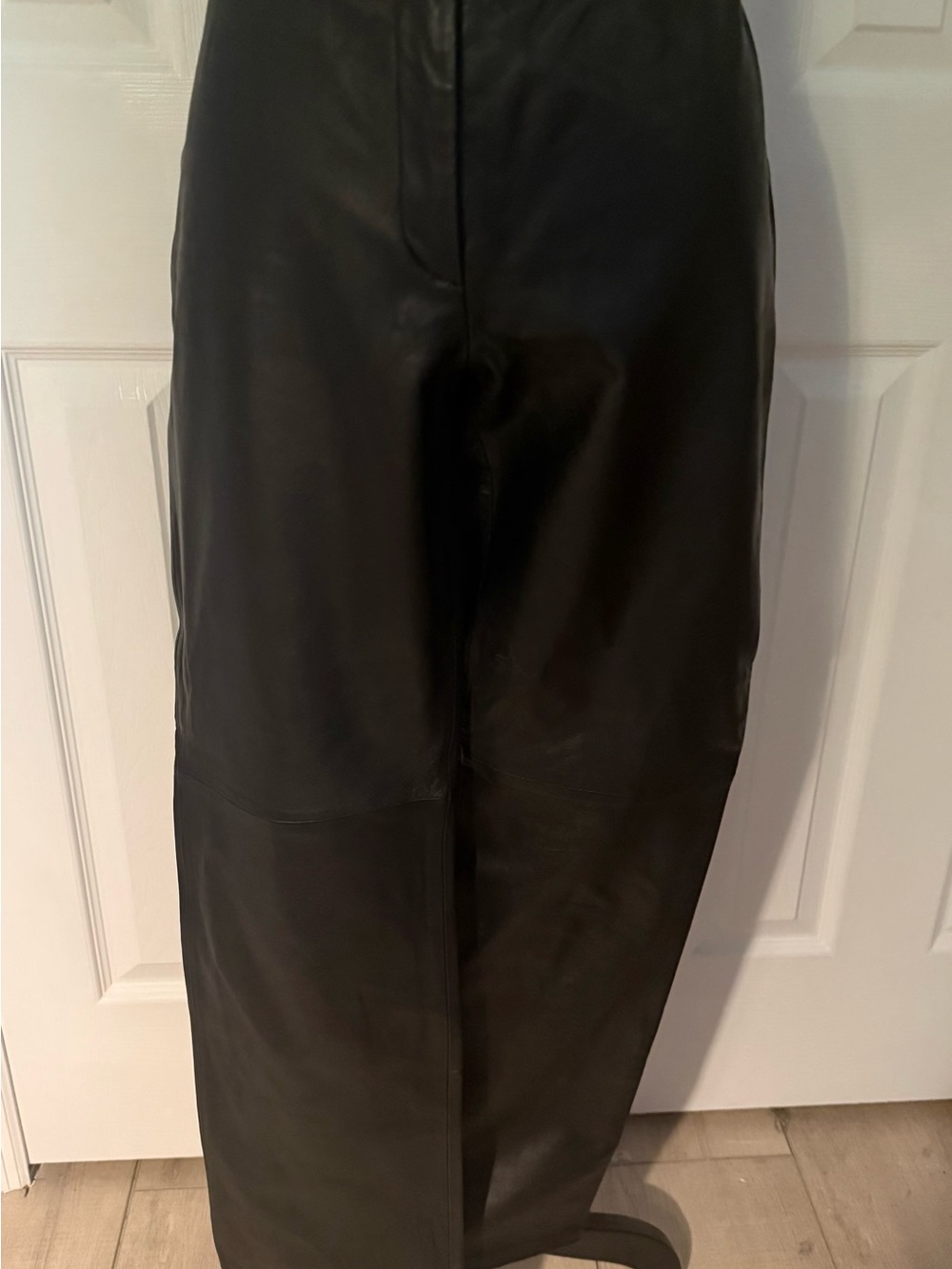 INC International Concepts Women’s Black Leather Straight-Leg Pants
